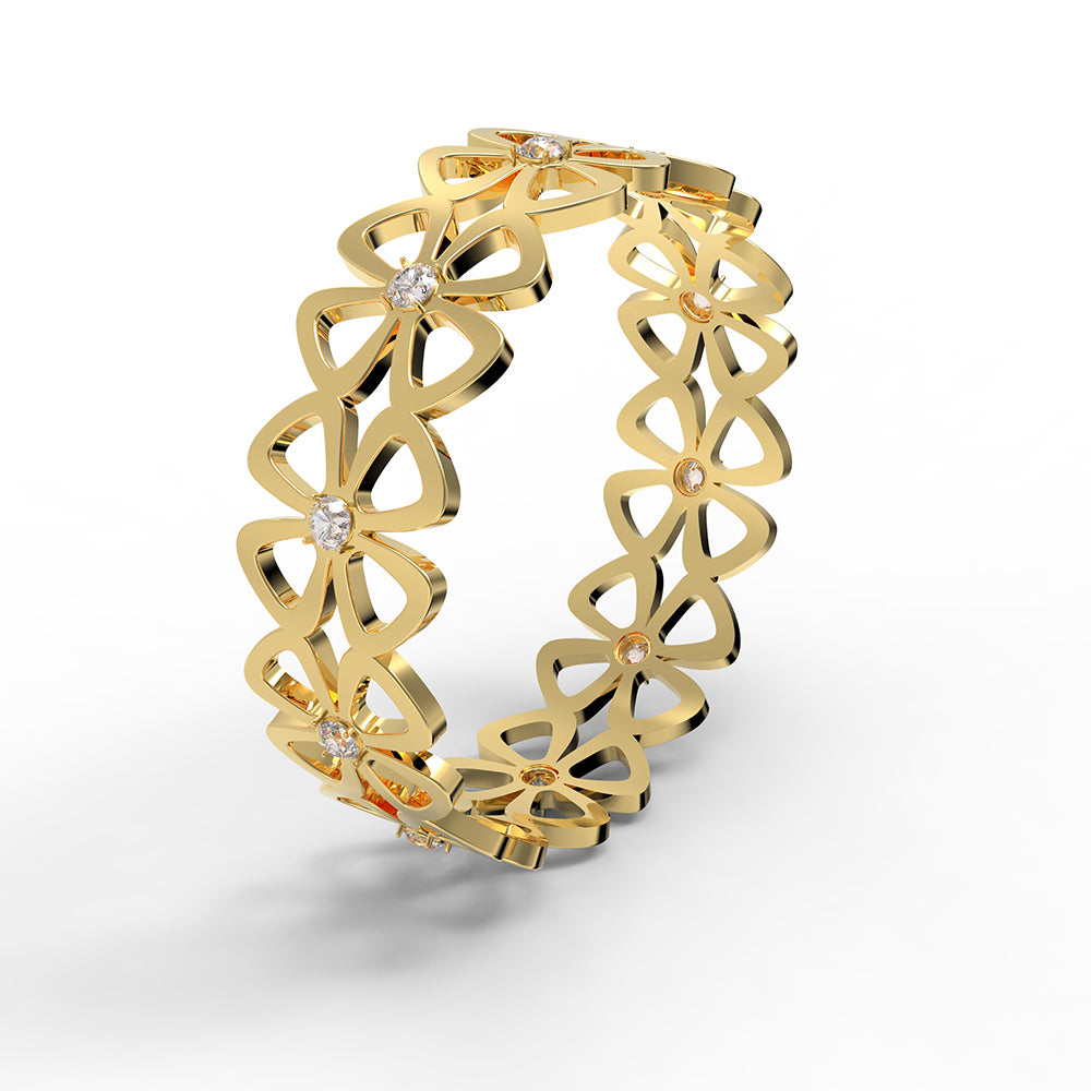 Personalisierter Glücksring Kleeblatt mit Zirkonia