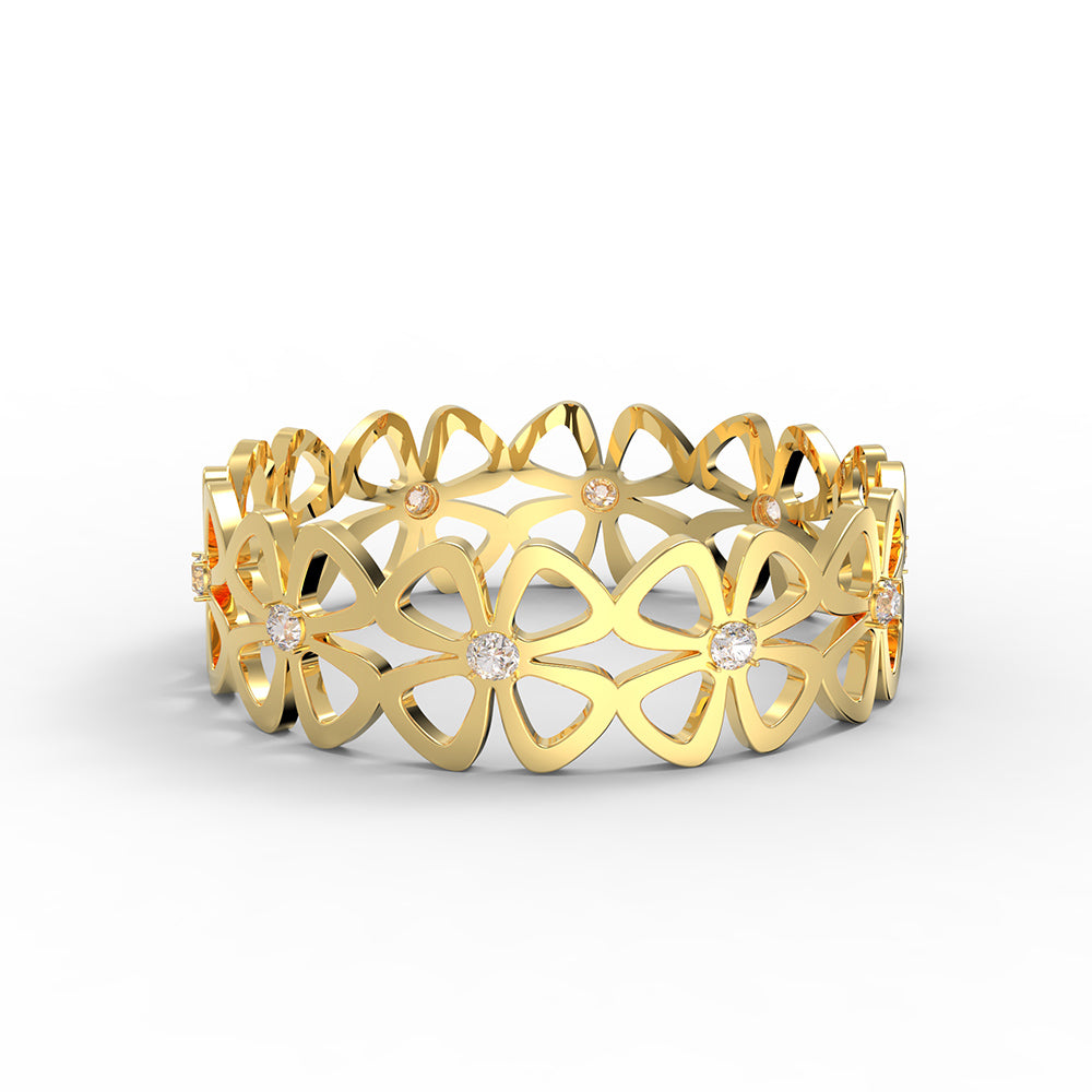 Personalisierter Glücksring Kleeblatt mit Zirkonia