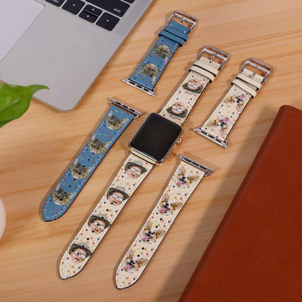 Personalisiertes Foto-Lederarmband für Apple Watch