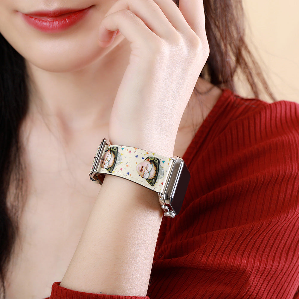 Personalisiertes Foto-Lederarmband für Apple Watch