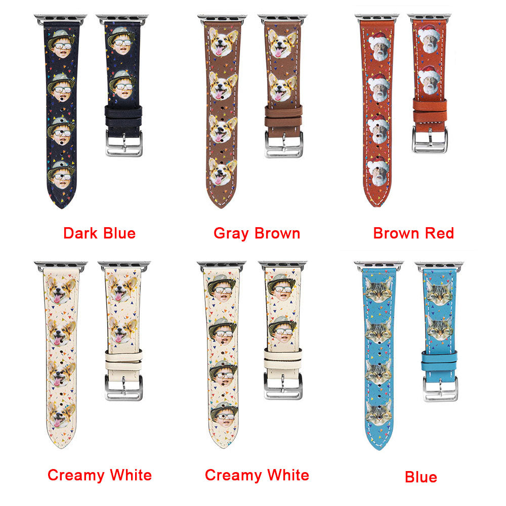 Personalisiertes Foto-Lederarmband für Apple Watch