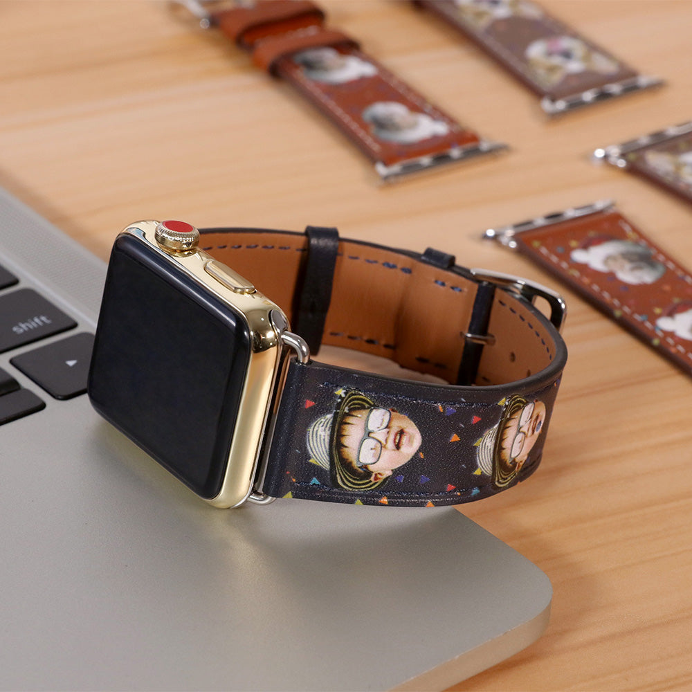 Personalisiertes Foto-Lederarmband für Apple Watch