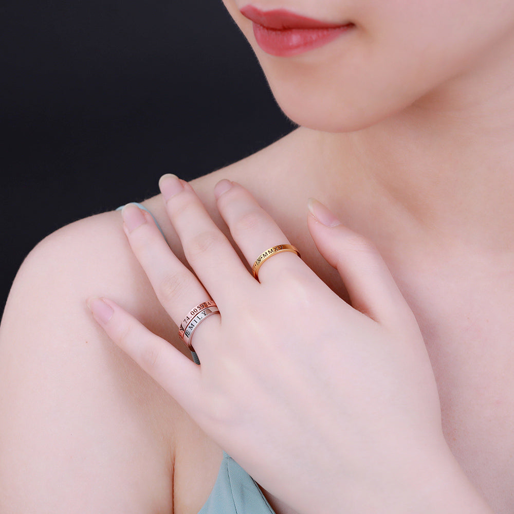 stapelbarer Ring mit Gravur