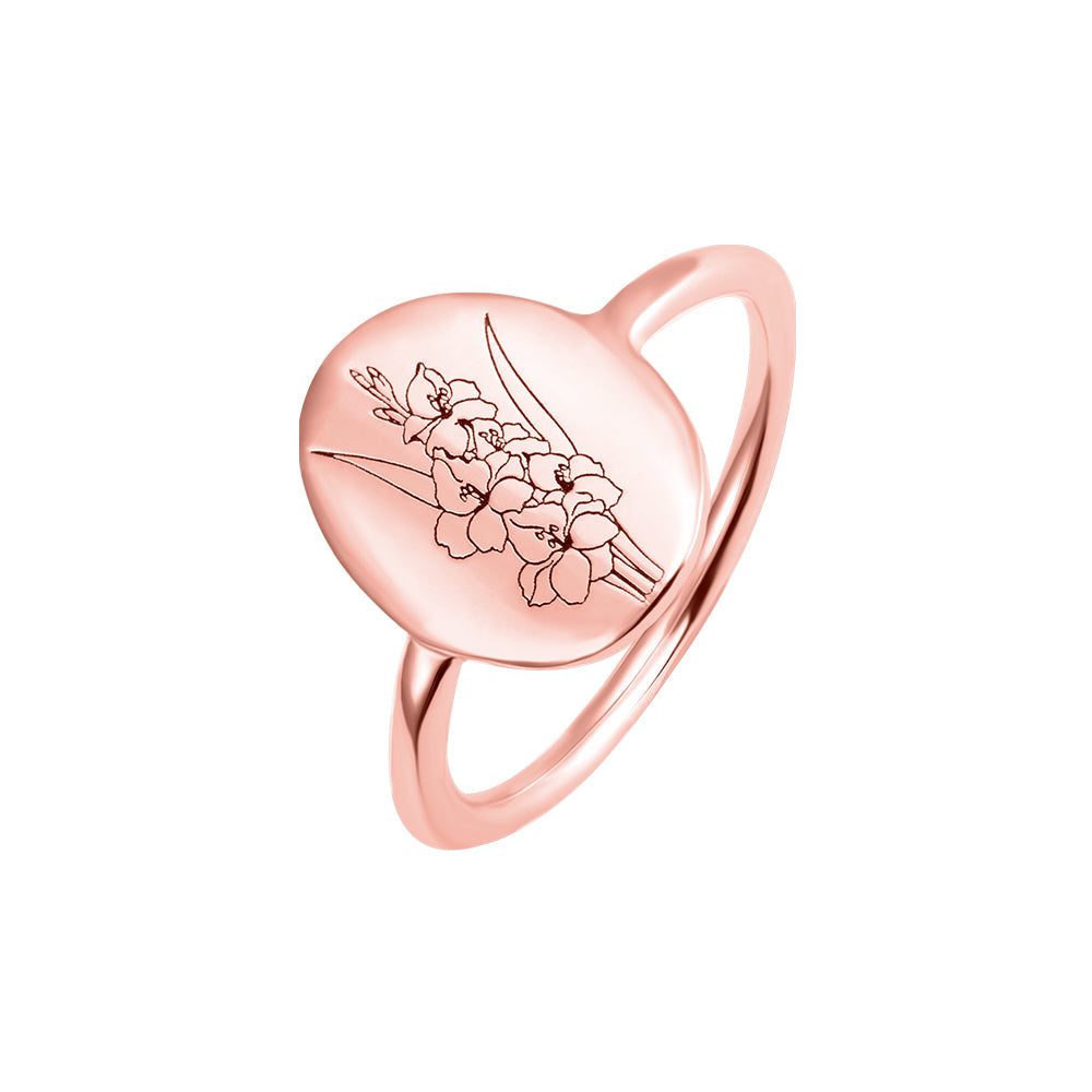 Personalisierbarer Geburts-Blumen-Ring mit Gravur