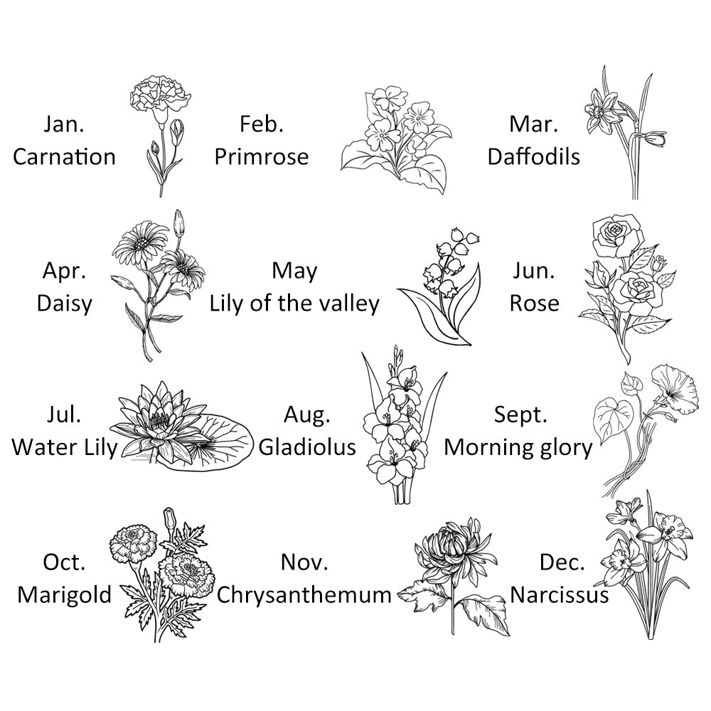 Personalisierbarer Geburts-Blumen-Ring mit Gravur