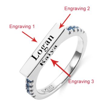 Ring mit Gravur und Ziersteinen nach Wahl, stapelbar