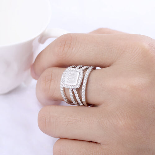 Monogramm Ring, Sterling Silver 925, stapelbar 3-teilig