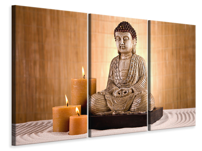 Leinwandbild 3-teilig Buddha in der Meditation