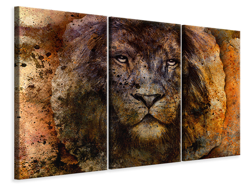 Leinwandbild 3-teilig Portrait eines Löwen