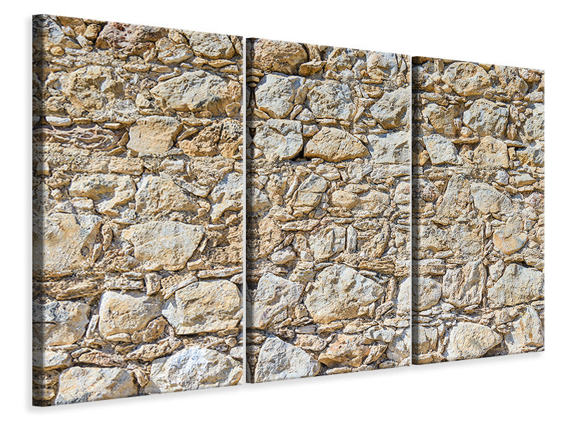 Leinwandbild 3-teilig Sandsteinmauer
