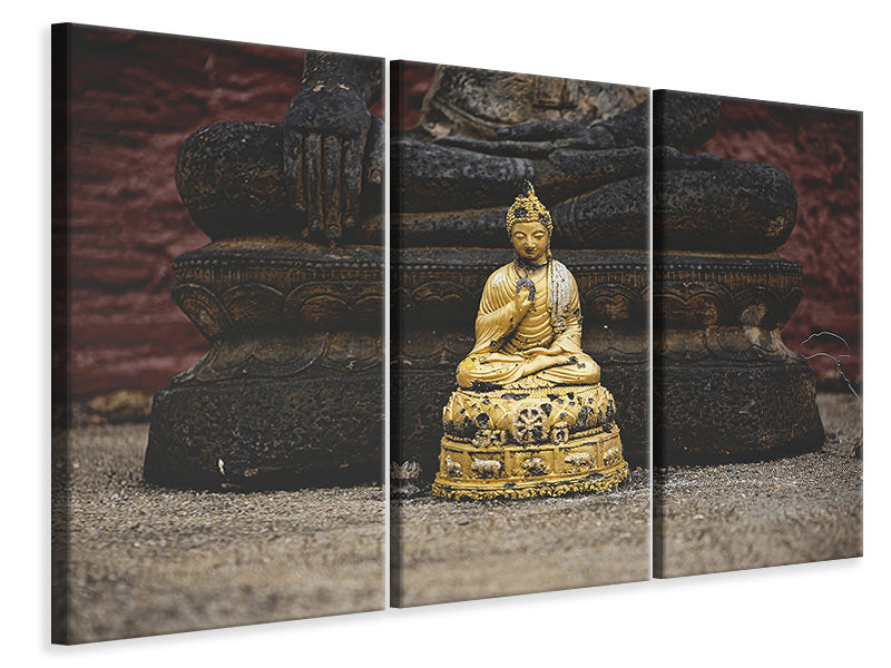Leinwandbild 3-teilig Antiker Buddha