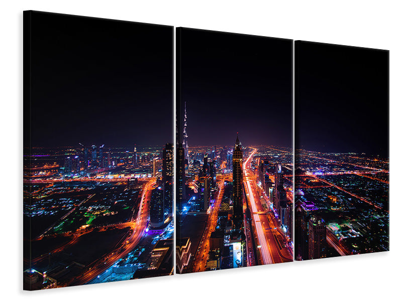 Leinwandbild 3-teilig Die bunten Lichter von Dubai