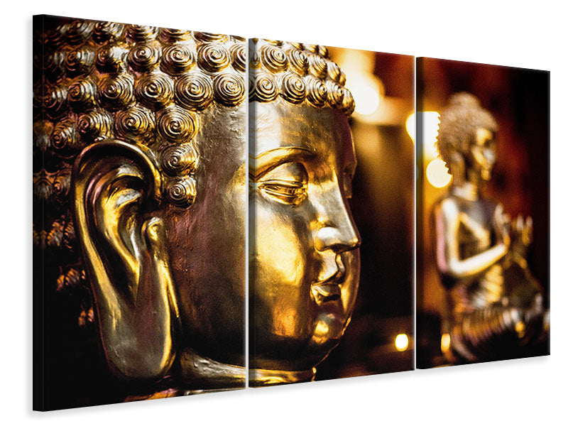 Leinwandbild 3-teilig Goldene Buddhas