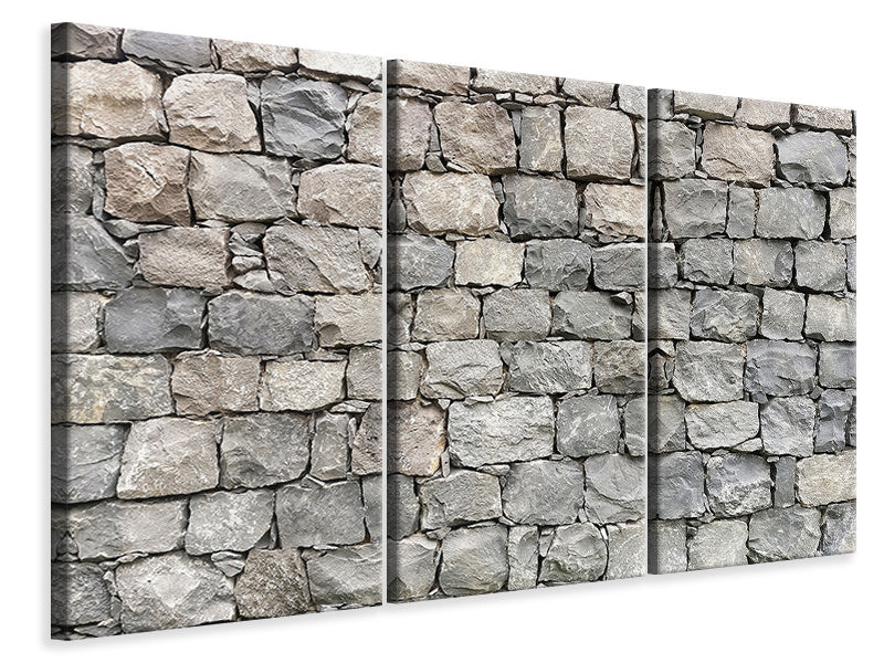Leinwandbild 3-teilig Graue Stein Wand
