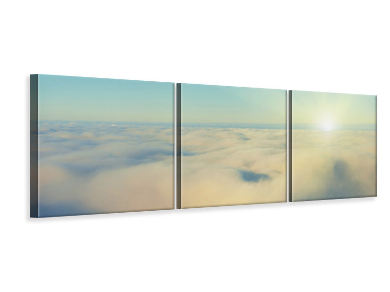 Panorama Leinwandbild 3-teilig Dämmerung über den Wolken