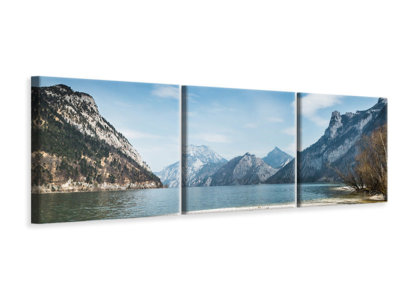 Panorama Leinwandbild 3-teilig Der idyllische Bergsee