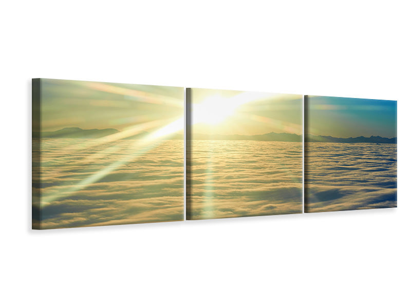 Panorama Leinwandbild 3-teilig Sonnenaufgang über den Wolken