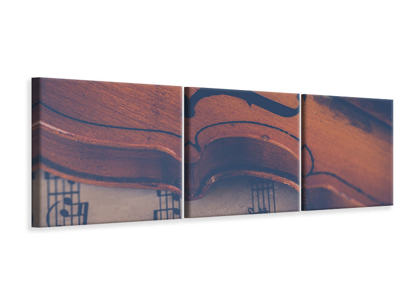 Panorama Leinwandbild 3-teilig Alte Violine