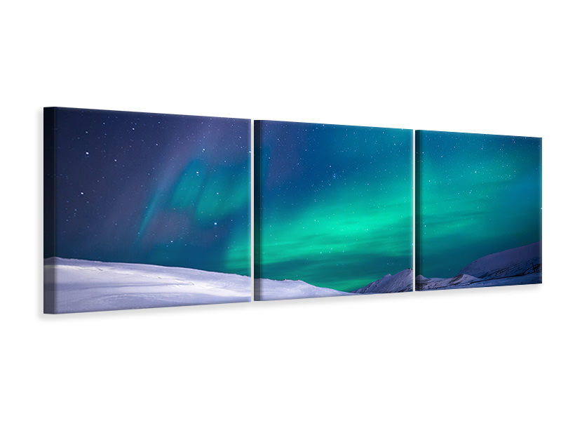 Panorama Leinwandbild 3-teilig Das Polarlicht