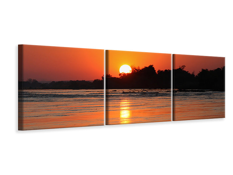 Panorama Leinwandbild 3-teilig Der glühende Sonnenuntergang