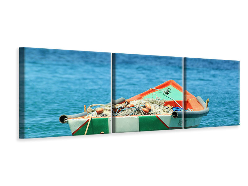 Panorama Leinwandbild 3-teilig Ein Fischerboot
