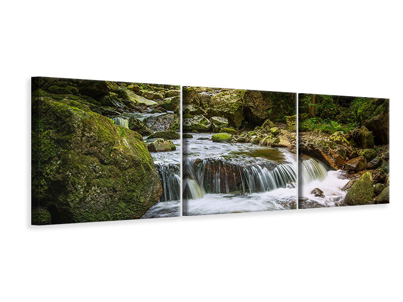 Panorama Leinwandbild 3-teilig Entspannung am Wasserfall