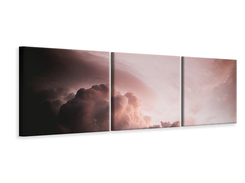 Panorama Leinwandbild 3-teilig Rosa Wolken