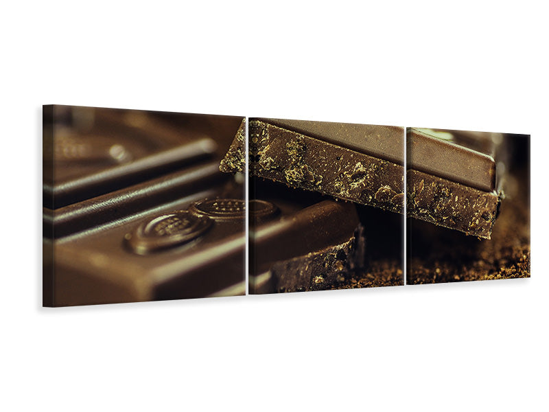 Panorama Leinwandbild 3-teilig Schwarze Schokolade