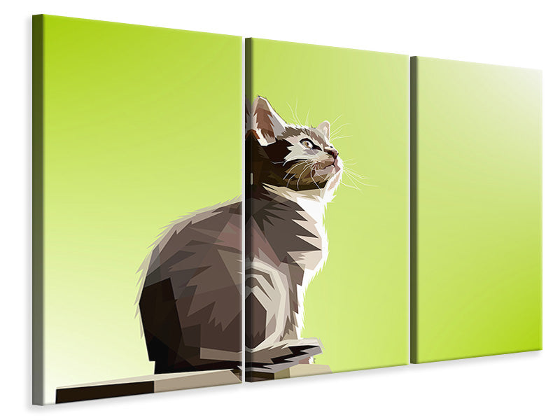 Leinwandbild 3-teilig Pop Art Katze XL