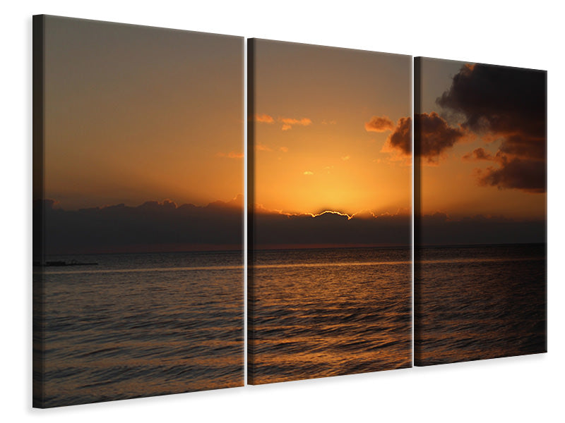 Leinwandbild 3-teilig Schöner Sonnenaufgang am Strand