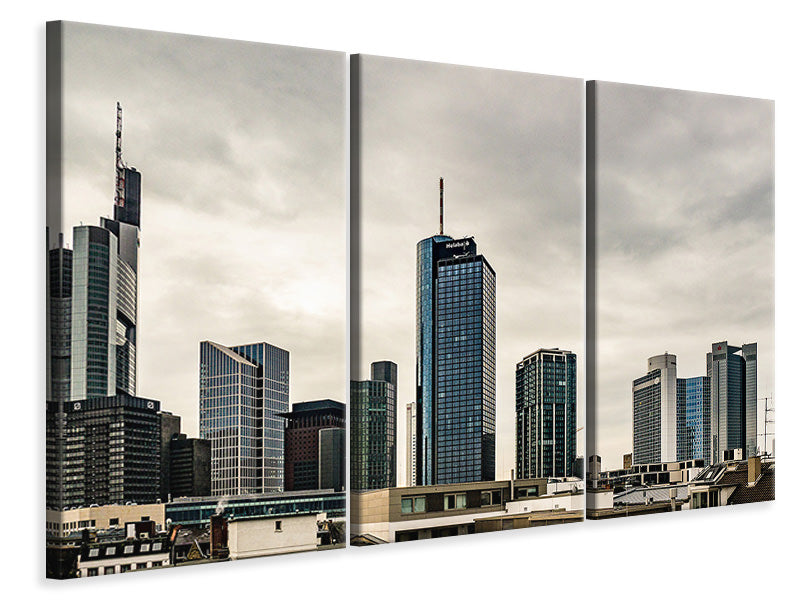 Leinwandbild 3-teilig Skyline Frankfurt Deutschland