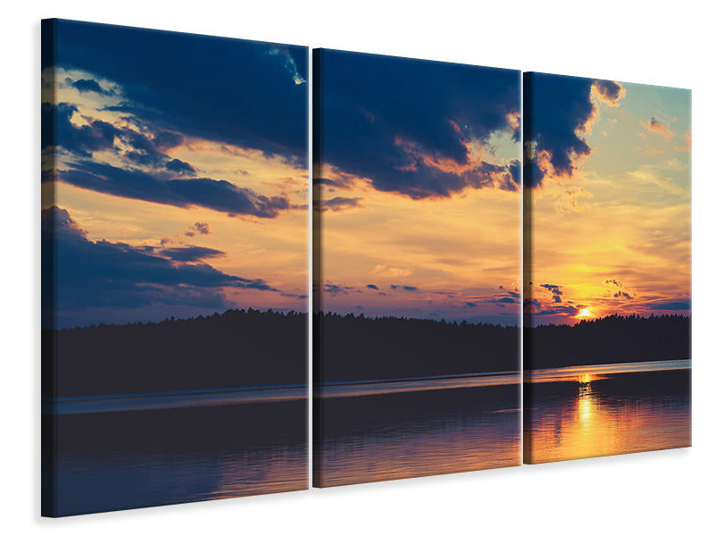 Leinwandbild 3-teilig Sonnenuntergang - Zeit zum Entspannen