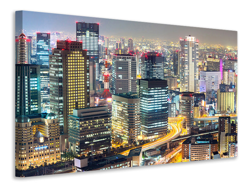 Leinwandbild Skyline Osaka im Lichtermeer