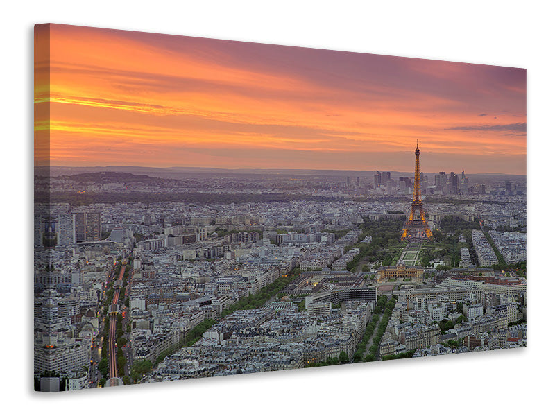 Leinwandbild Skyline Paris bei Sonnenuntergang