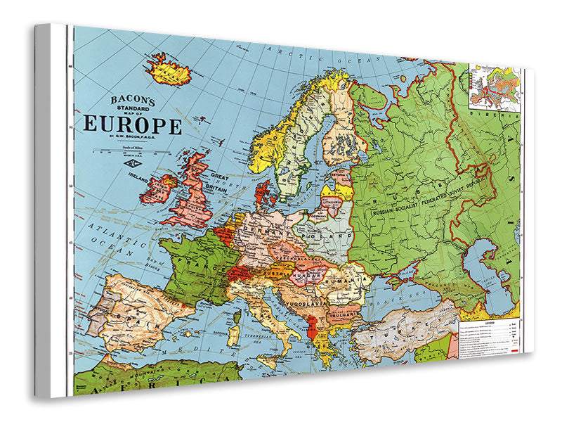 Leinwandbild Karte Europa
