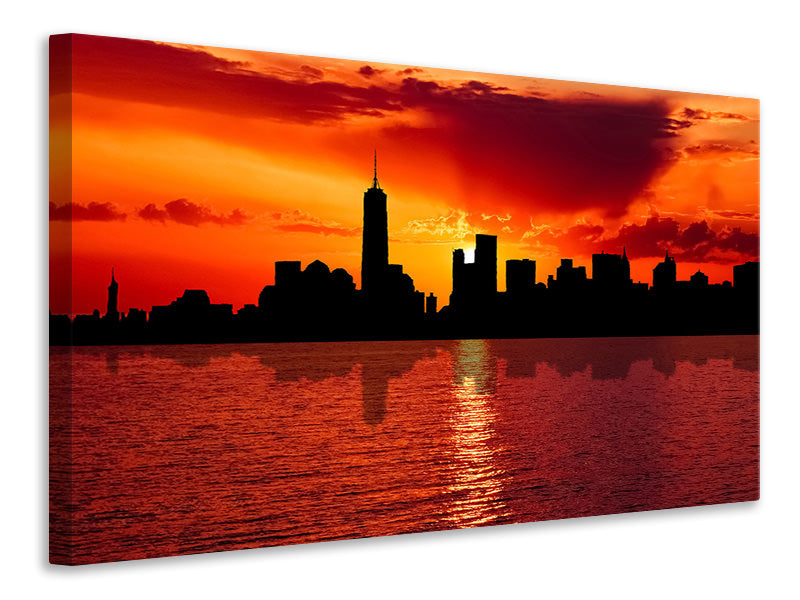 Leinwandbild Skyline NYC  in der Abenddämmerung