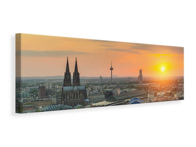 Leinwandbild Panorama Skyline Köln bei Sonnenuntergang