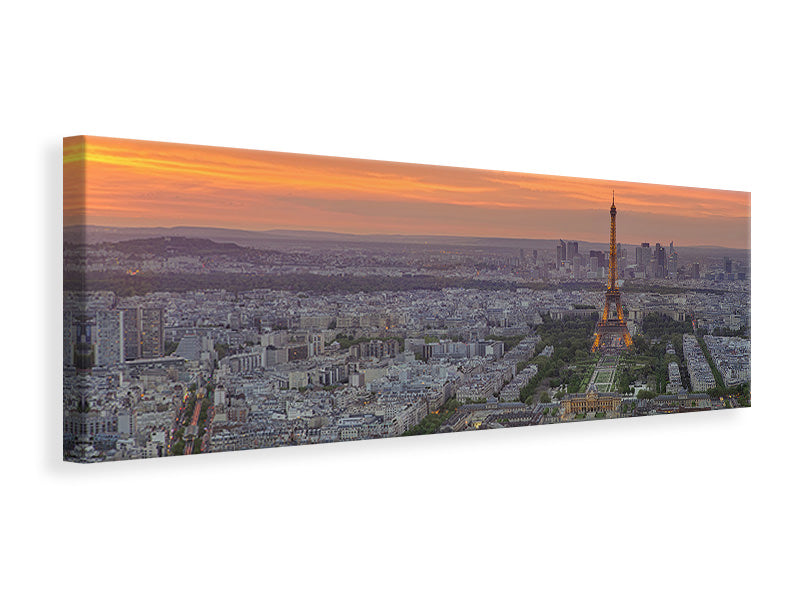 Leinwandbild Panorama Skyline Paris bei Sonnenuntergang