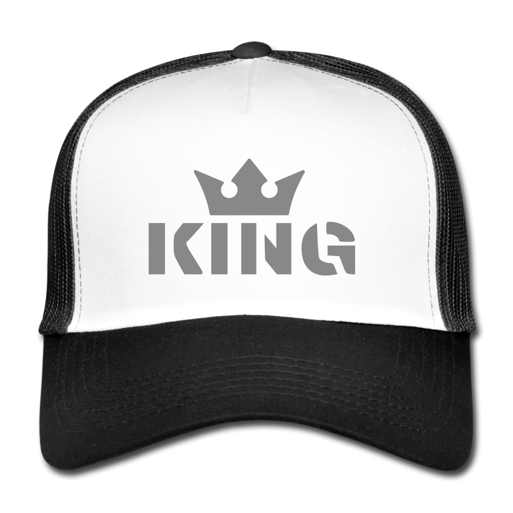 KING | Trucker Cap schwarz silber - Weiß/Schwarz