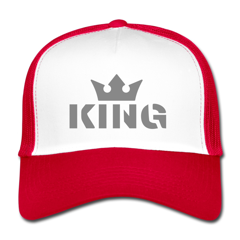 KING | Trucker Cap schwarz silber - Weiß/Rot