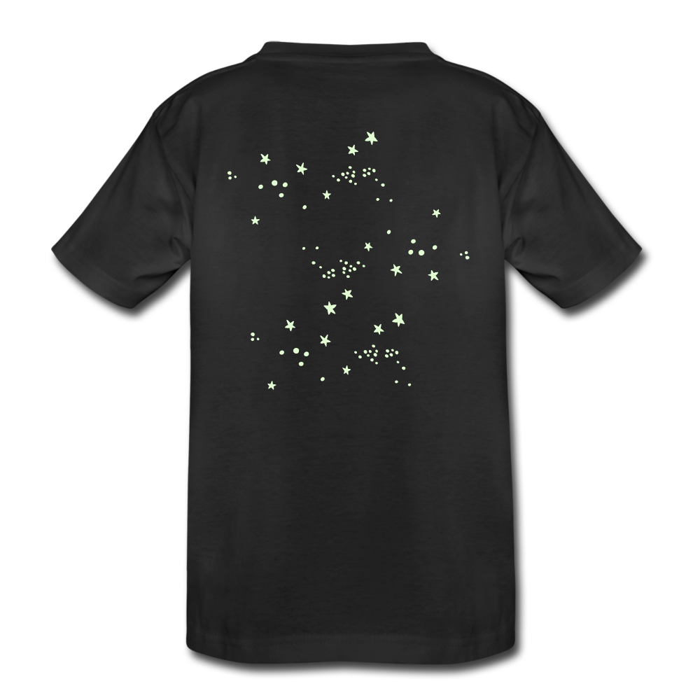 Sternschnuppe Kinder Bio T-Shirt - leuchtet im dunkeln - Schwarz