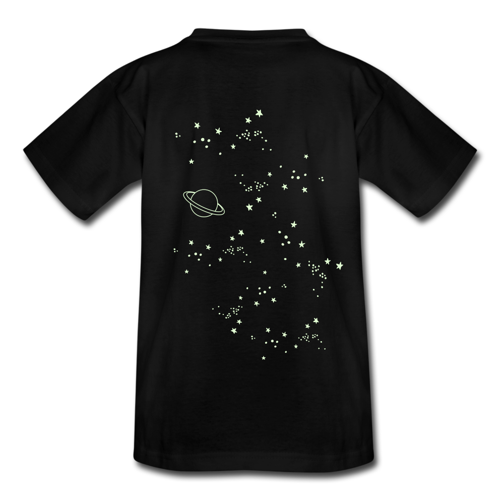 "Stern Stunde" Teenager T-Shirt - leuchtet im Dunklen - Schwarz