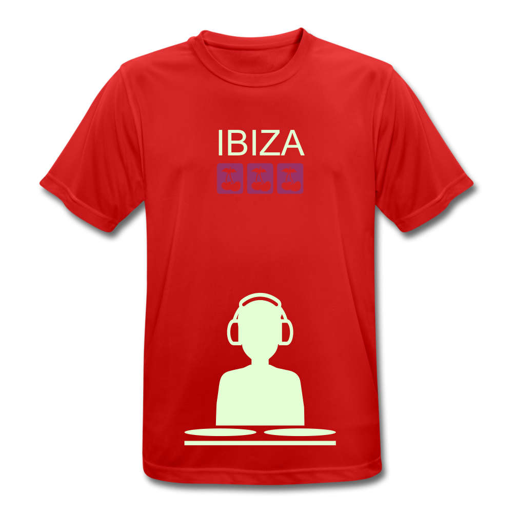 IBIZA DJ Party T-Shirt atmungsaktiv & leuchtend - Rot