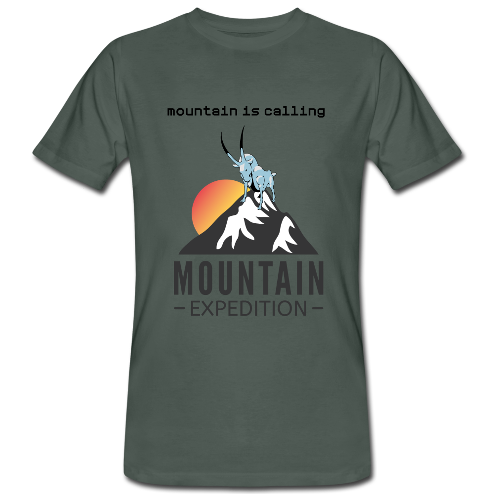 mountain is calling - men Bio-T-Shirt - Graugrün