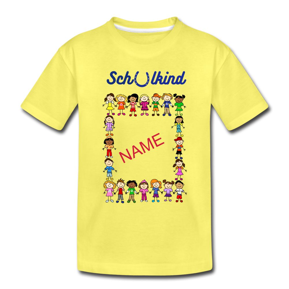 Schulkind Einschulung T-Shirt, personalisierbar - Gelb