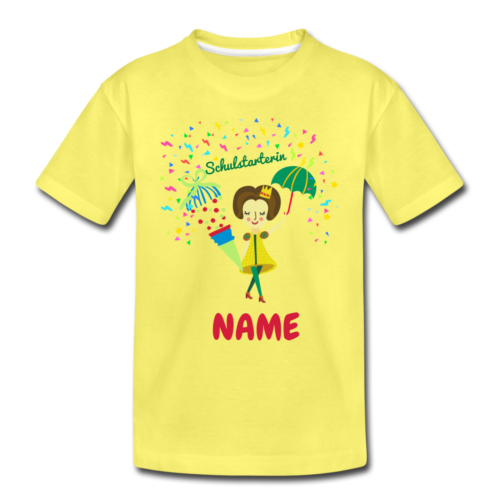 Schulanfänger Schulstarterin - T-Shirt, personalisierbar - Gelb