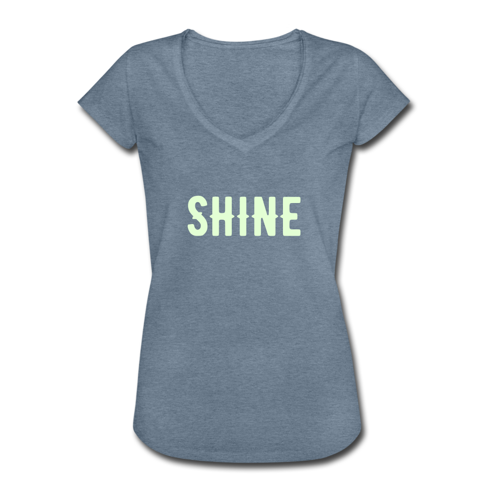 SHINE - Frauen Vintage T-Shirt , selbstleuchtende Schrift - Vintage Denim