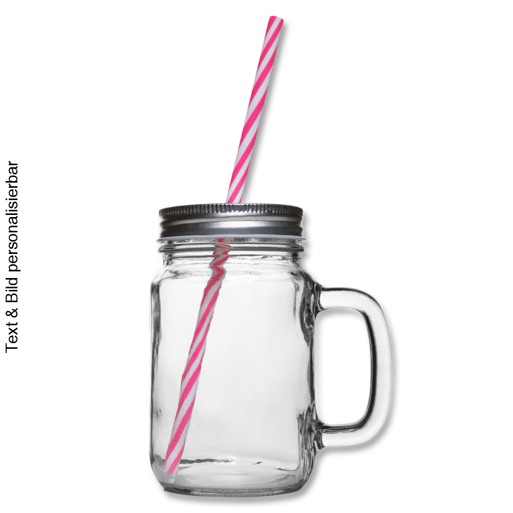 Glass jar with handle and screw cap - clear