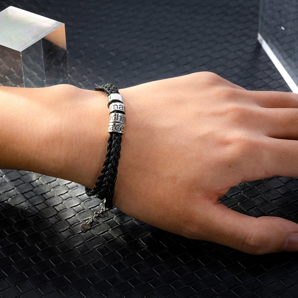 Armband für Männer mit personalisierbaren Ringen, Silber