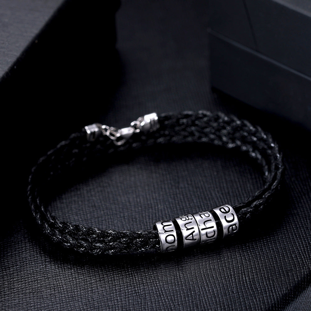 Armband für Männer mit personalisierbaren Ringen, Silber